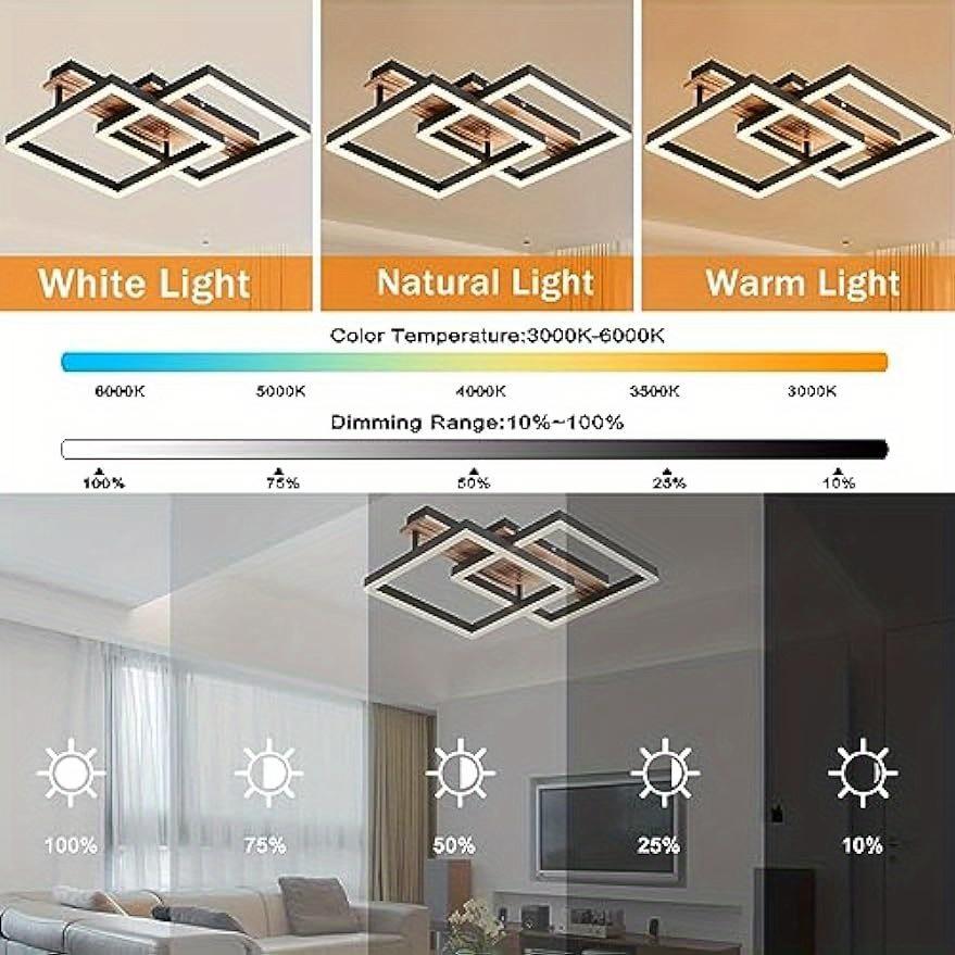 New Modern Led Ceiling Light Solid Wood Dimmable Rectangle Indoor lighting