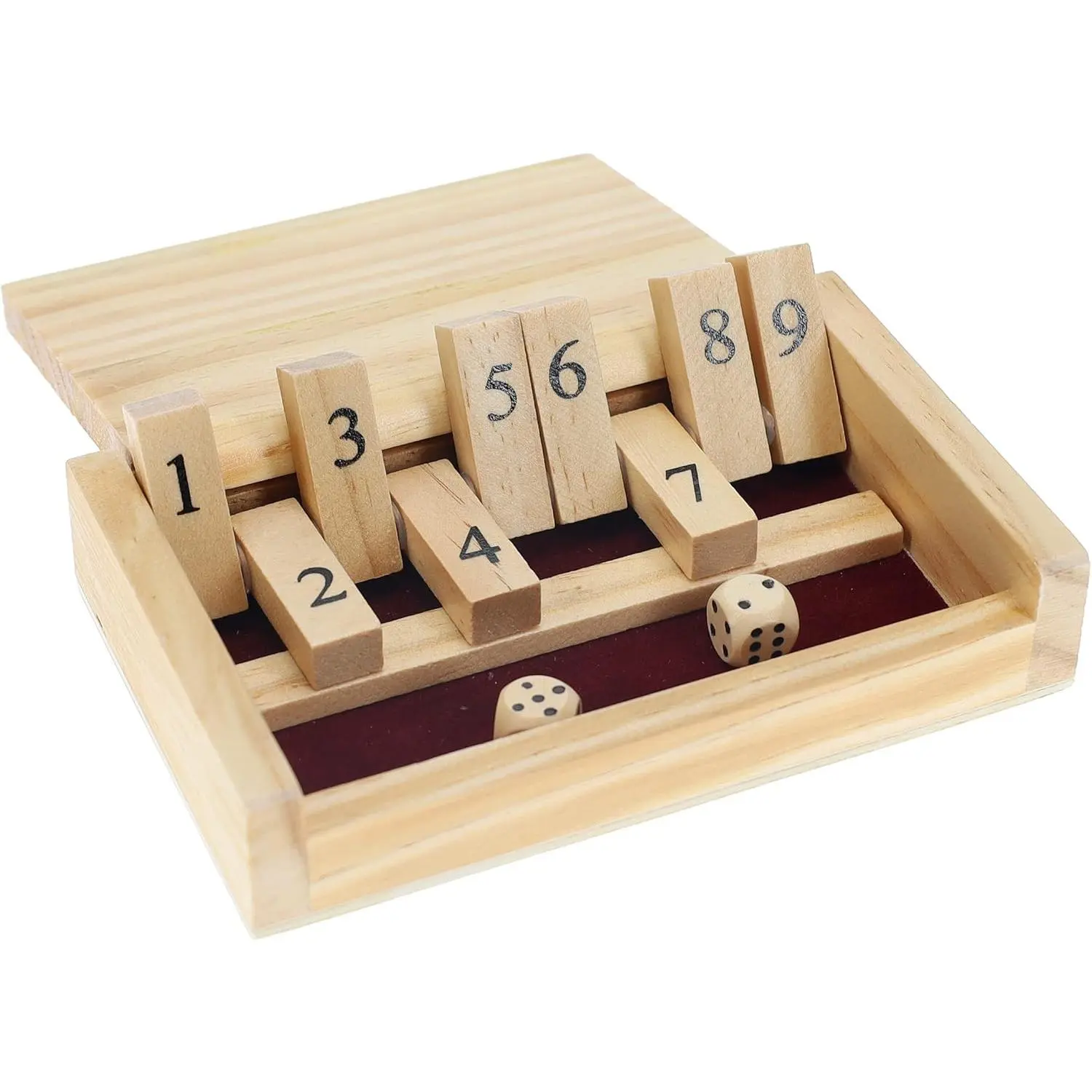 Mini Shut The Box Game Wooden - 5.5 inches, 9 Number Flip Tiles, Travel Size, Travel Games, Birthday Gifts, Math Games, Home Decor, Living Room Decor, Table Decorfidget toys