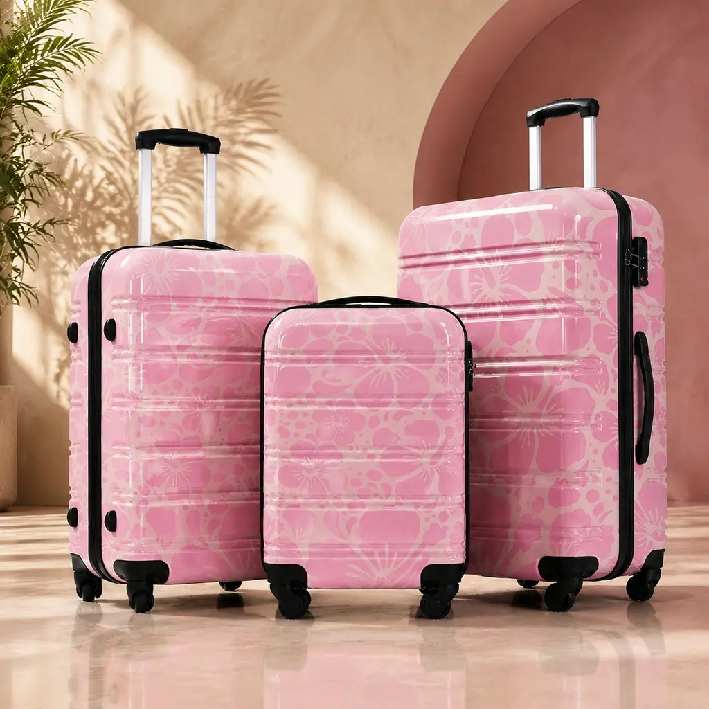 ARCH 3-Piece Hardshell Luggage Sets, Spinner Suitcases with TSA Lock, Lightweight PC Material, 20/24/28 in Carry-On Travel Bags for Women, Pink