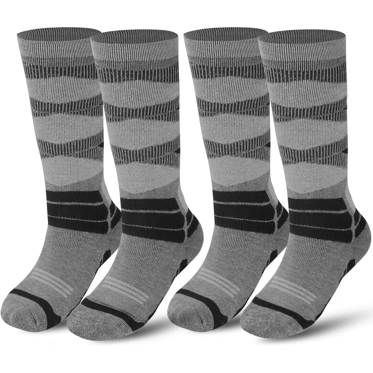 Winter Warm Kids Ski Socks - 2 Pairs Merino Wool Thermal Skiing Socks for Boys, Girls, Youth, Toddlers
