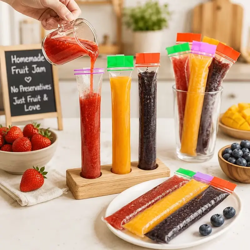 50/100 Pcs Multicolor Ice Packs for Summer, Self-Seal Freezer Bags, Stackable Space-Saving, Ideal for Parties, Cocktails, DIY Ice Lollies