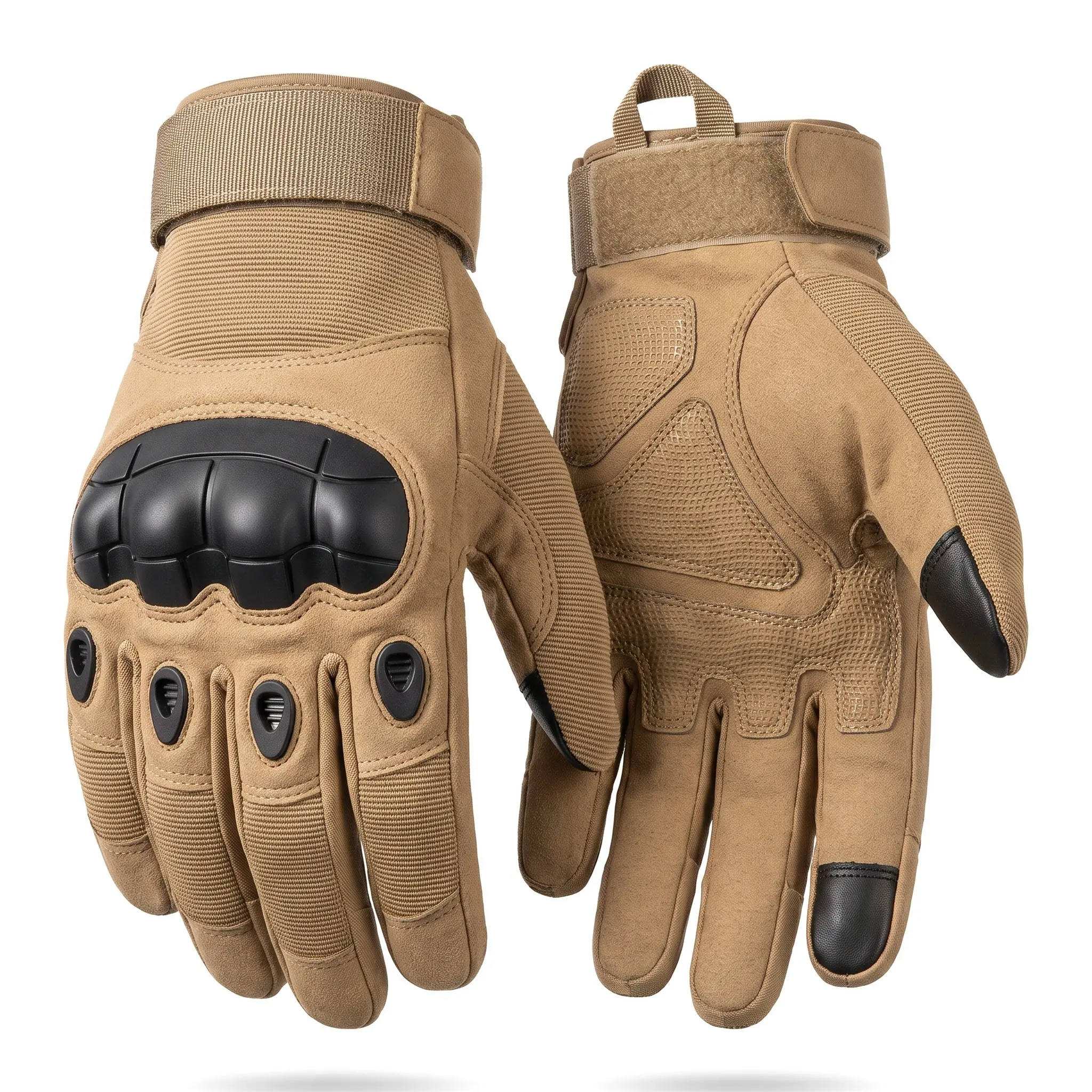 Tactical Full Finger Gloves For Motorcycle Riding Soft Knuckle Protection Touchscreen Compatible Non Slip Breathable Shock Proof Anti Injury Biker Men Work Gloves For Cycling Climbing Hiking