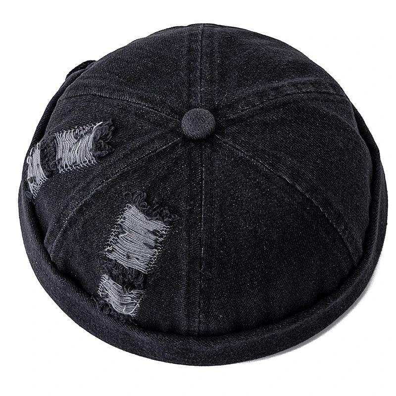Hot Sale Broken Hole Landlord Hats Men's Street Hip-hop Hats Melon Dome Denim Cap Women's Sailor Hat Caps