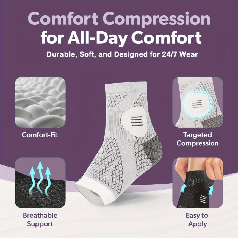 A Set of Two High-Quality Ankle Support Sleeves, Featuring Arch And Ankle Pressure Support, Open-Toe Design Socks, Suitable for Everyday Wear And Outdoor Activities, Elastic Foot Braces for Sports