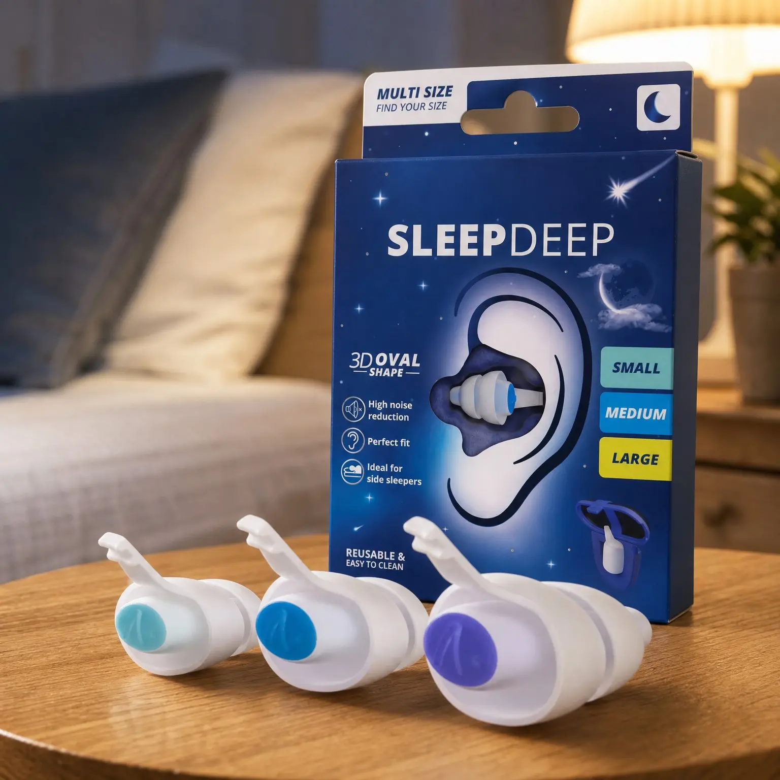 Reusable Earplugs for Sleeping - Soft Noise Reduction Ear Plugs for Side Sleepers, Multi Size Pack S/M/L, 27dB SNR, Silicone-Free Ear Protection for Travel & Airplane