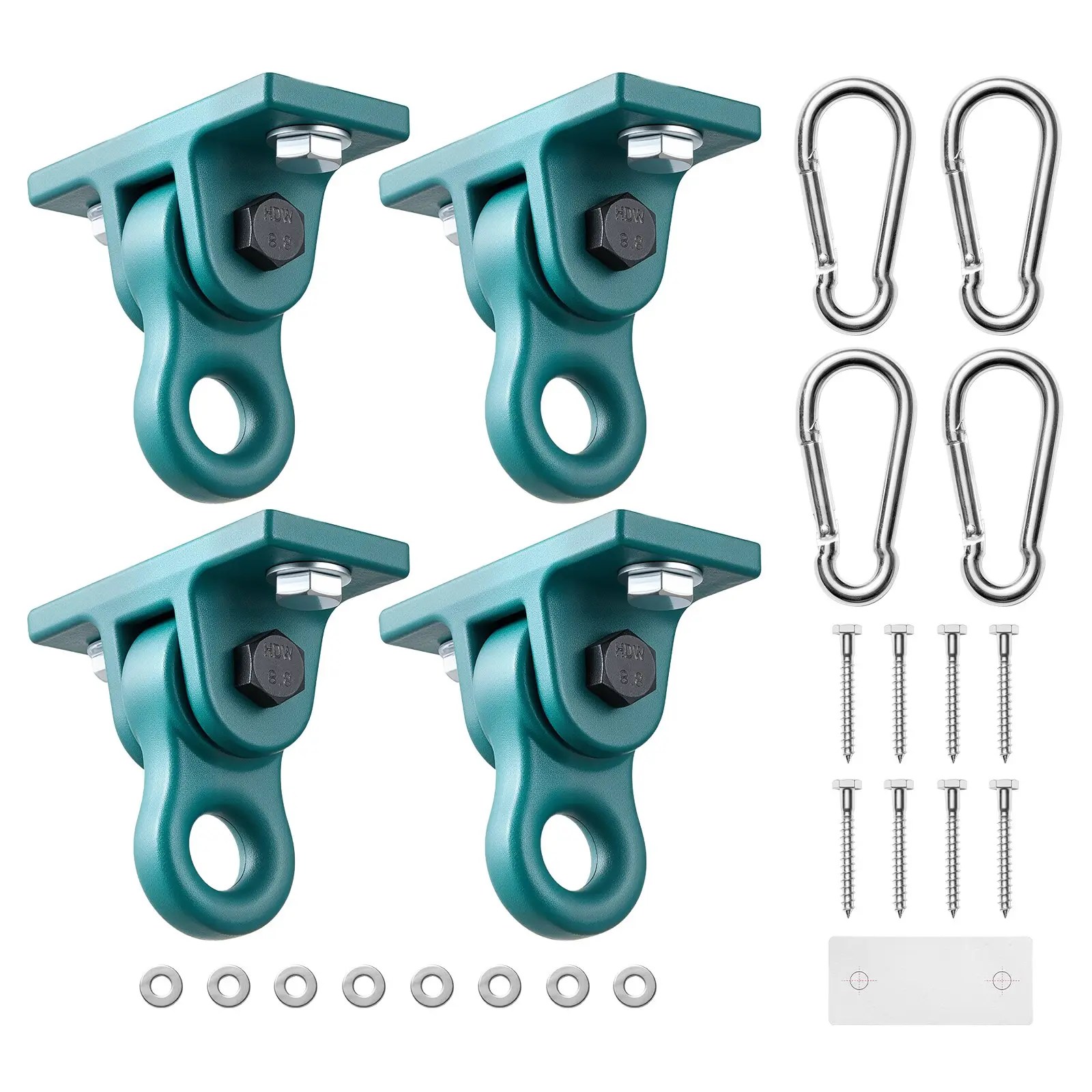 VEVOR Heavy-Duty Swing Hangers 4-Pack, 5000 lbs Capacity, Dual Bearings, Aluminum Alloy, Screw Installation with Galvanized Security Hooks, Swing Mounts for Playground Porch