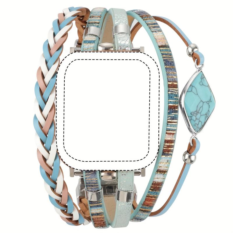 1PCS Bohemian Style Multi-layer Wrapped Metal Bracelet Decorative Strap for Apple Watch 38mm 40mm 41mm 42mm 44mm 45mm 49mm Compatible with Ultra Ultra 2 SE 9 8 7 6 5 4 3 2 1 Wearable