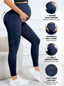 Pregnancy Belly Support Tight Pants, Seamless Knitted Maternity Yoga Pants, High Waist Elastic Sports Leggings, Easy to Pair