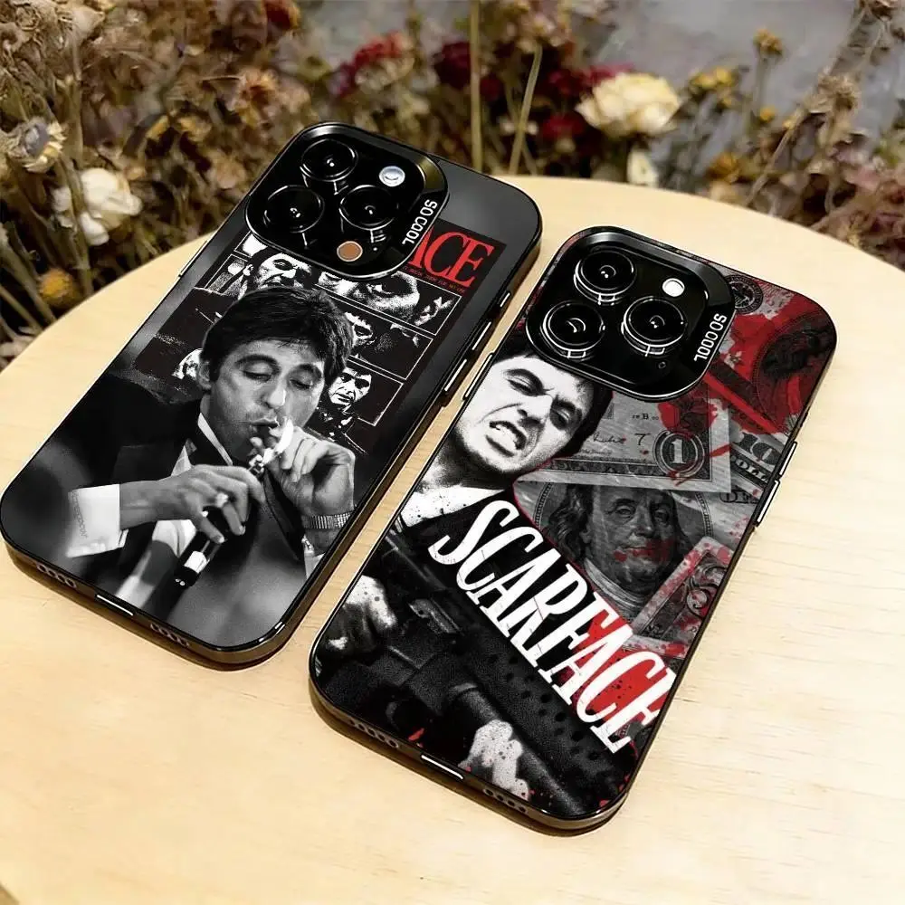 T-Tony M-Montana S-Scarface Phone Case For iPhone 17 Air 16 15 14 13 12 11 Pro Max Plus Samsung S26 S25 S24 S23 S22 Plus Ultra,Colorful Silver Black Cover