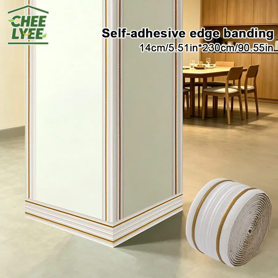 2 Rolls Sxp Foam Edge Banging, 3D Wall Panel 6mm Thick, Self Adhesive Skirting Board, Wainscoting for All Indoor Spaces, Wall Molding