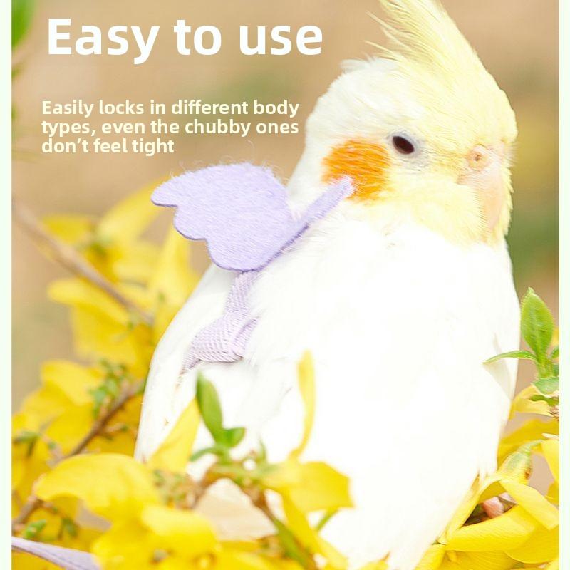 Adjustable Bird Harness Leash 2m Hand Rope Safe Escape Proof for Parrots Conures Cockatiels Outdoor Training Walking Pet Supplies