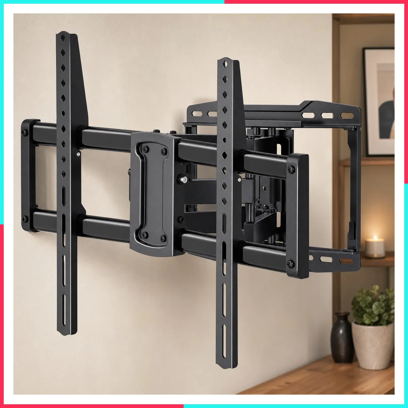 Full Motion TV Wall Mount for 42-86 Inch TVs, Swivel and Tilt, Dual Articulating Arms, Holds up to 132 lbs, VESA 600x400mm, Fits 16" Wood Studs
