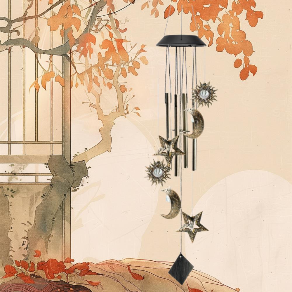 Solar Wind Chime Outdoor Camping Light, Garden Landscape Decoration, Waterproof Solar Hanging Lamp, Yard Garden Gift, Holiday Decor, Outdoor Wind Chimes, 1pc