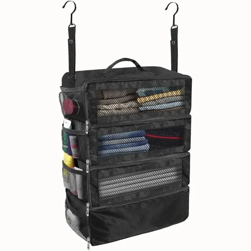 Suitcase Organizer High-capacity Travel Luggage Organizer Hanging Shelve Packing Cube Closet Collapsible Hanging Storage Bags Packing Organizers