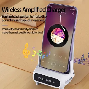 Desktop Wireless Charger with Speaker and Phone Stand, Cell Phone Charger, Cellphone Accessory, Compatible with Apple 17/16 Pro Max, Samsung S25/s24, Xiaomi, Multi-Functional Smart Charging Base