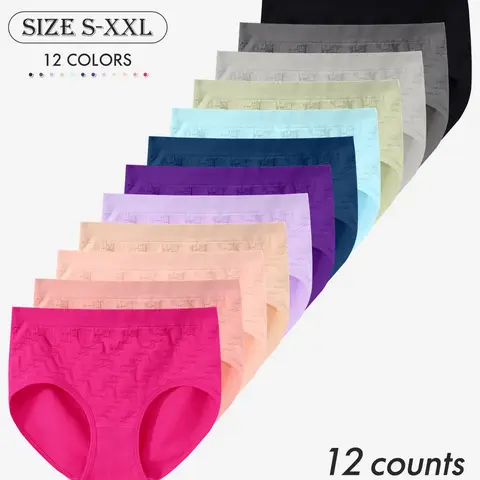 Women's Seamless Briefs, Breathable Mid-Waist Triangle Fitted Panties, 4/6/12/16 Pcs Pack, Casual Plain Design, All Seasons Comfort, Breathable Seamless Panty, Elastic Underwear, Fitted Underwear #GLOBAL PICKS
