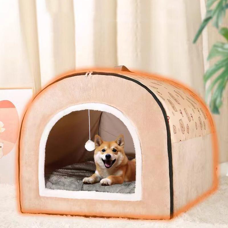 Warm Winter Dog House Mat Detachable Plush Cotton Puppy Shelter Washable Large Dog Bed House Comfortable Winter Cat Bed Castle Dogs Cats Pet Supplies