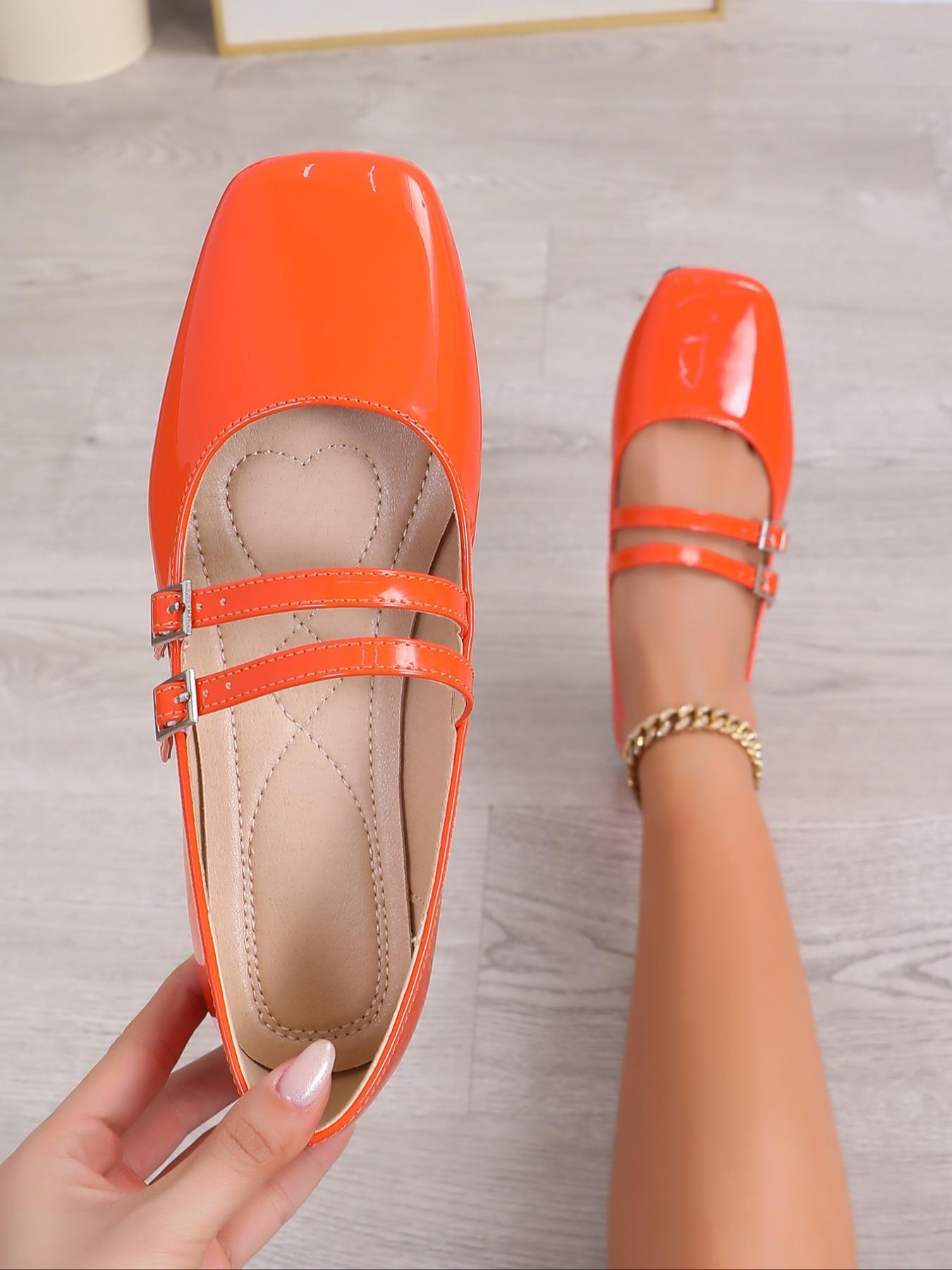 Women's Fashionable PU Leather Square Toe Mary Jane Shoes, Casual Comfortable Flat Shoes for Daily Wear, Lightweight Breathable Shoes for All Seasons, Party Shoes