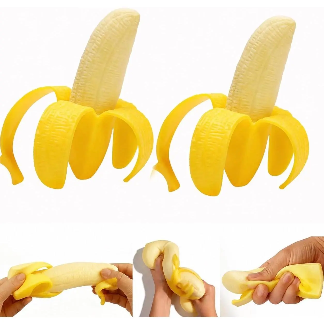 2Pcs Realistic Banana Squishy Toy,Jumbo Squishy, Oversized Squishy Toys for Adults,Soft Scented Stress Relief Toy, Slow Rising Sensory Squeeze