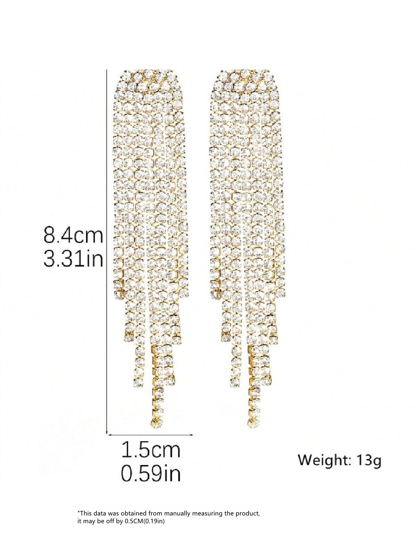 Rhinestone Decorated Earrings, Statement Earrings, Fashionable Long Tassel Earrings for Party, Daily Clothing Decor, Trendy All-match & Exquisite Jewelry for Birthday Gift