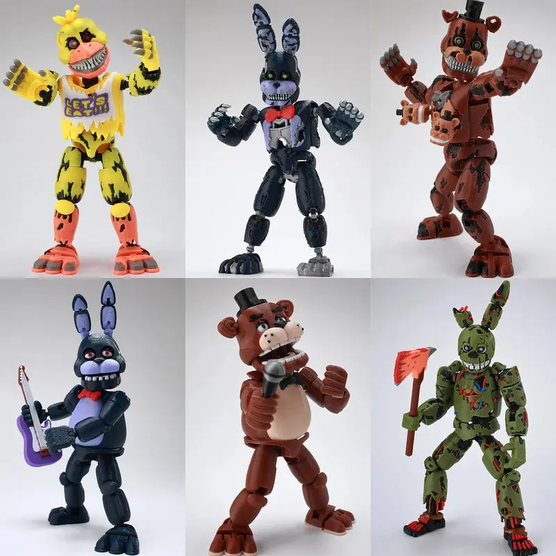 9L3D Dummy13 Lucky13 Bear Action Figure - Full Body Movable Anime Model, 9la-201 Springtrap Horror Game Collectible, Stress Relief Desktop Decor for Toy Photography, Action Figures