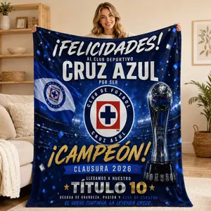 Cruz Azul Adult Soccer Flannel Blanket, Celebrate 2026 Clausura Champions, Perfect Gift for Fans, Soft Throw Blanket, Cozy Design