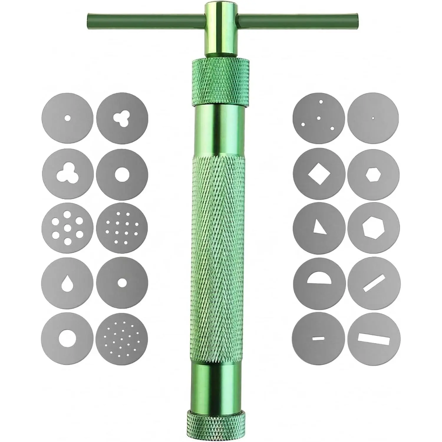Polymer Clay Extruder Gun Tool with 20 Unique Discs - Durable Aluminium Alloy Sculpture Tools for Ceramic Clay, Fondant, Sugar Paste and Cake Decorating - Professional Craft Set for DIY Gift