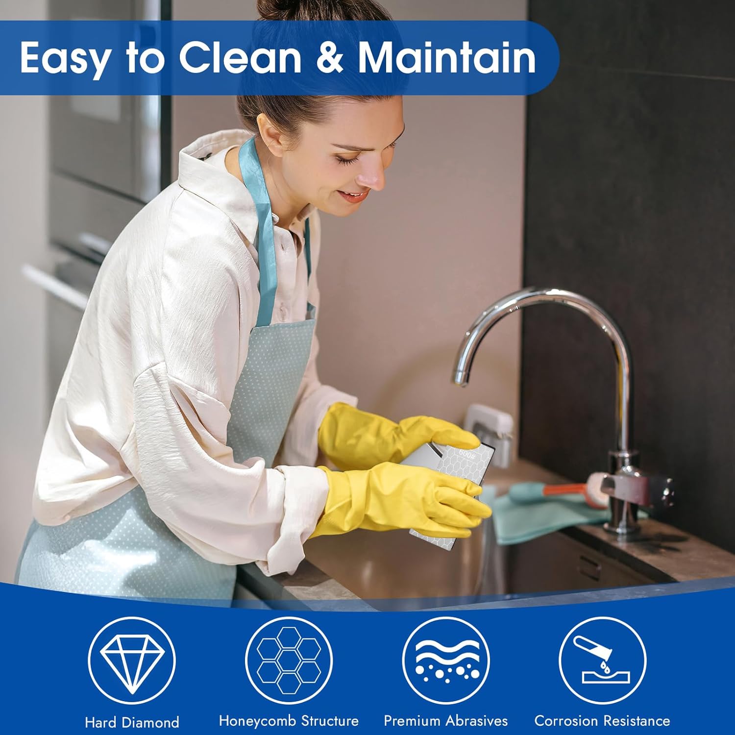 5 count  Sharpening Stone,  Sharpening Plate, Double-Sided Sharpening Plate Honing Stones with Coarse Plate and Non-slip Base for ,  400/600/800/1000/1200 Grit