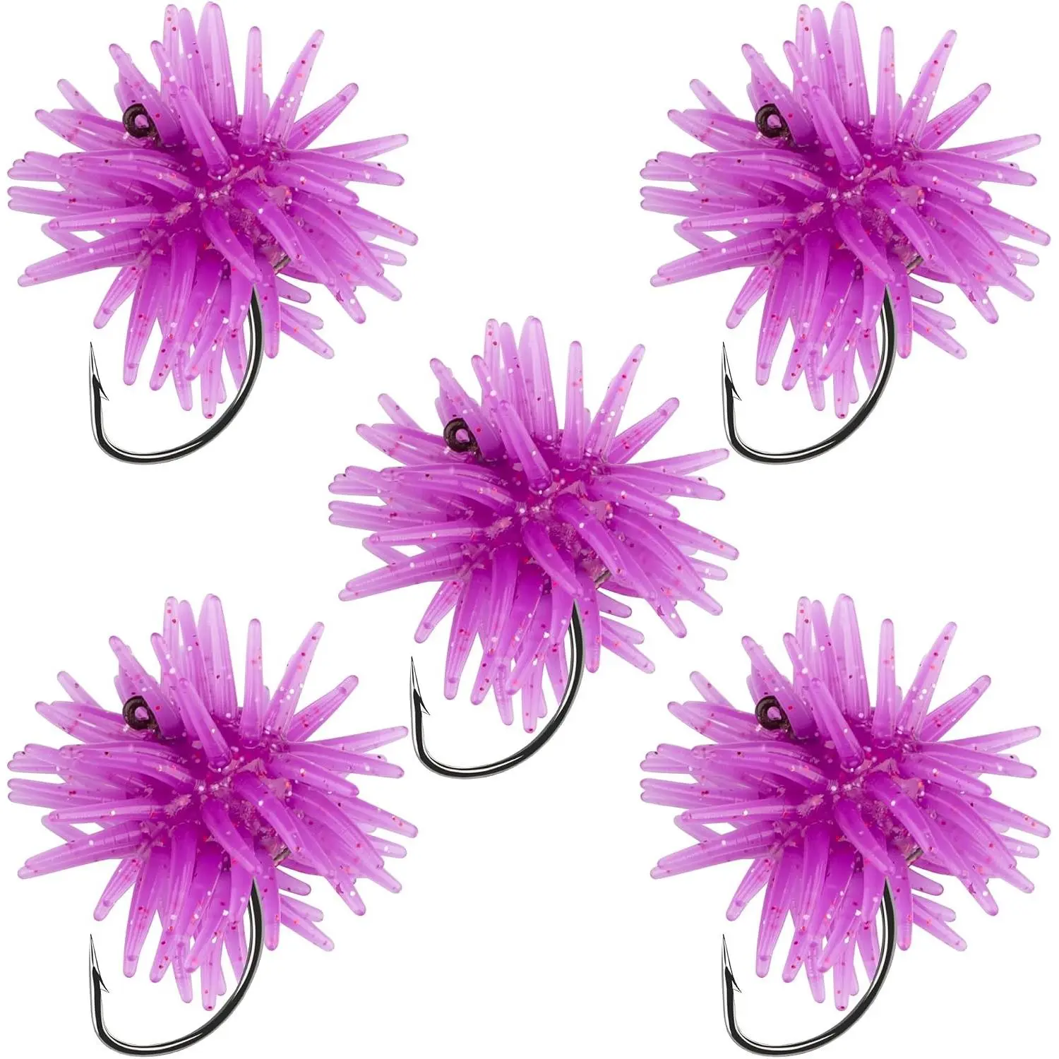 Pre-Rigged Sea Urchin Lures,  Baits | -to-Use Hooked Sea Urchin Baits, Soft Tentacle  Lures, 1in/1.5in/2in for Bass Fishing