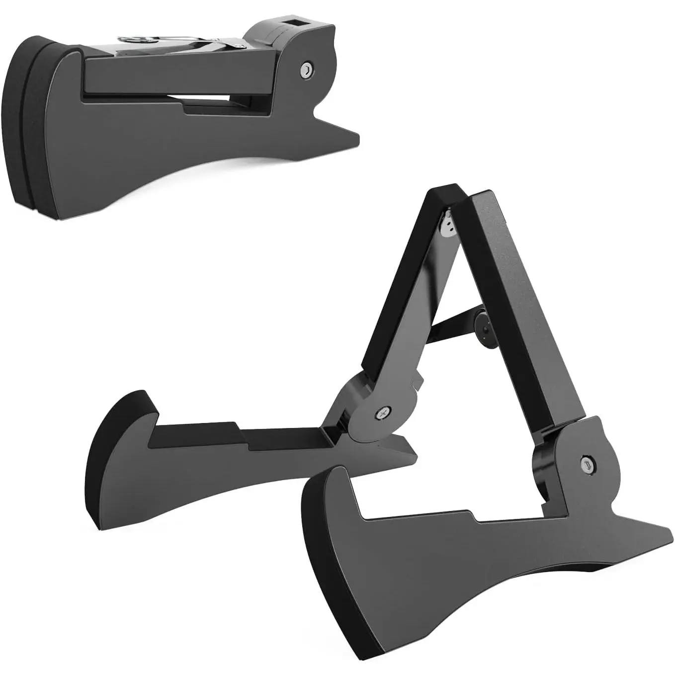 Portable Travel Guitar Stand, Lightweight  A- Frame Plastic Guitar Stand Holder for Acoustic, Electric Guitars, Ukulele, Foldable Guitar Stand Floor, Single Guitar Holder (Black)