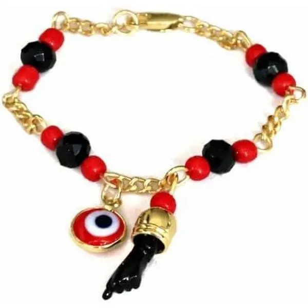 Azabache Evil Eye Style Elephant Bracelet with 14K Gold Plated Elephant Charm – Mal de Ojo Protection Jewelry