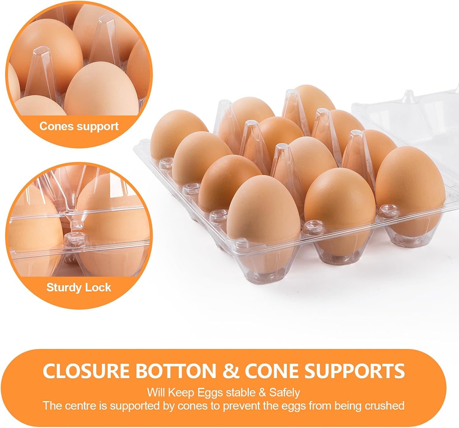 100 Pack Plastic Egg Cartons  Bulk,1 Dozen Clear Empty Egg Cartons for Chicken Eggs 3x4 Grids, Egg Carton for Family, Chicken Farm, Markets Display