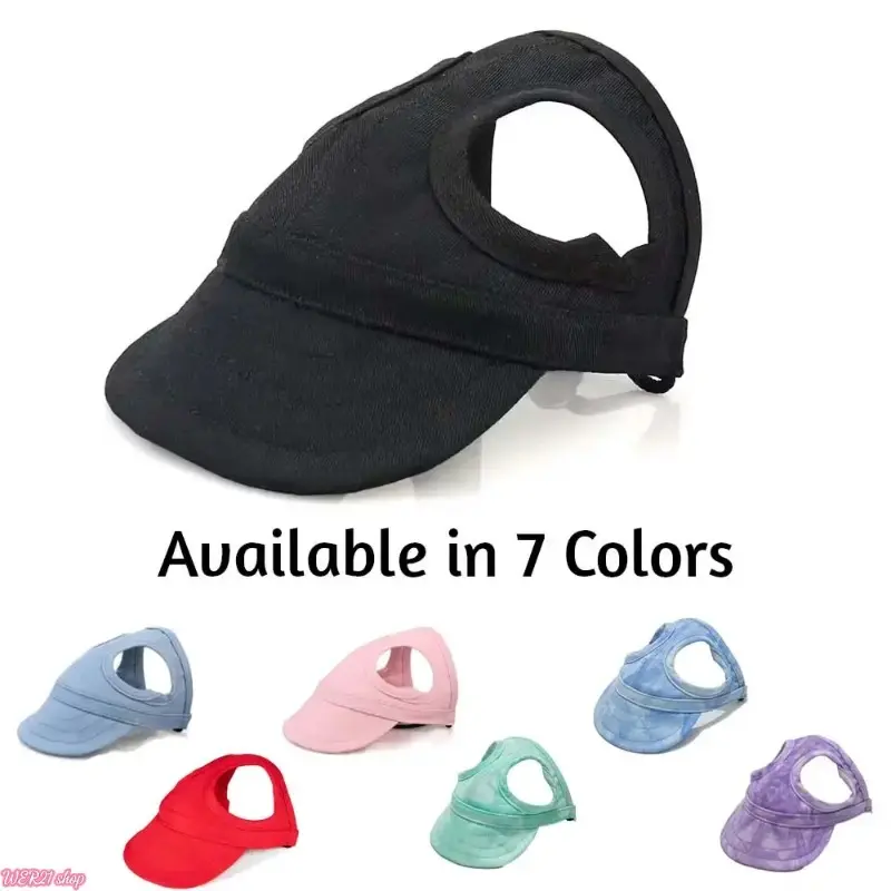 [WER21]Baseball Cap Dog Hat - Adjustable Chin Strap & Ear Holes for Comfort - Protects Eyes from Sun - Secure Fit for Outdoor Adventures