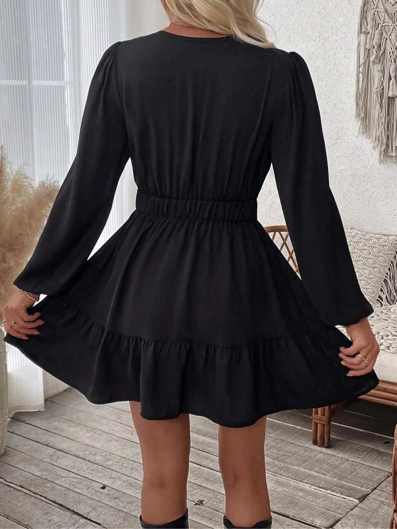 Women's Embroidered Deep V Neck Long Sleeve Dress, Full Floral Craftsmanship, Perfect Choice for Spring Summer Fall