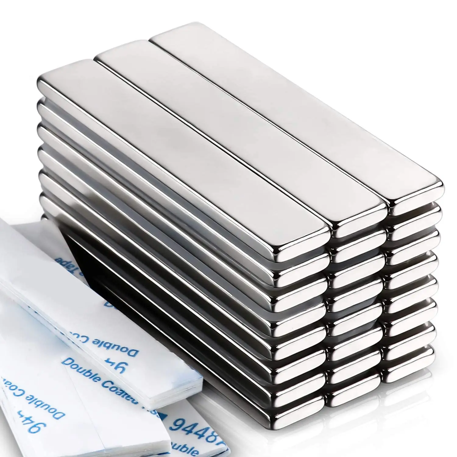 Strong Magnetic Neodymium Bar Magnets, Rare Earth Metal Magnets with Strong Holding - 60x10x3 mm, Pack of 24, Neodymium Magnets Strong Holding