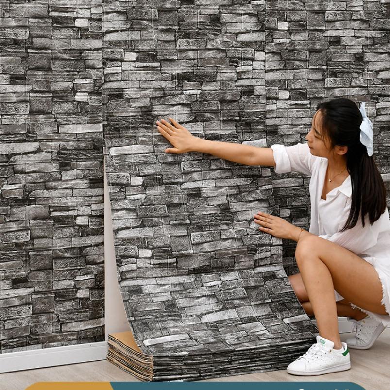 3D Wall Sticker Panel, Self-adhesive Waterproof Foam Brick Wallpaper, Easy Install Durable Design Wall Decor for Living Room & Bathroom