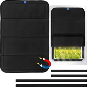 RV Door Window Shade, Foldable Blackout Sun Shade RV Window Cover with UV Protection and Privacy for Camper and Travel Trailers (Black, 25" L x 16" W)