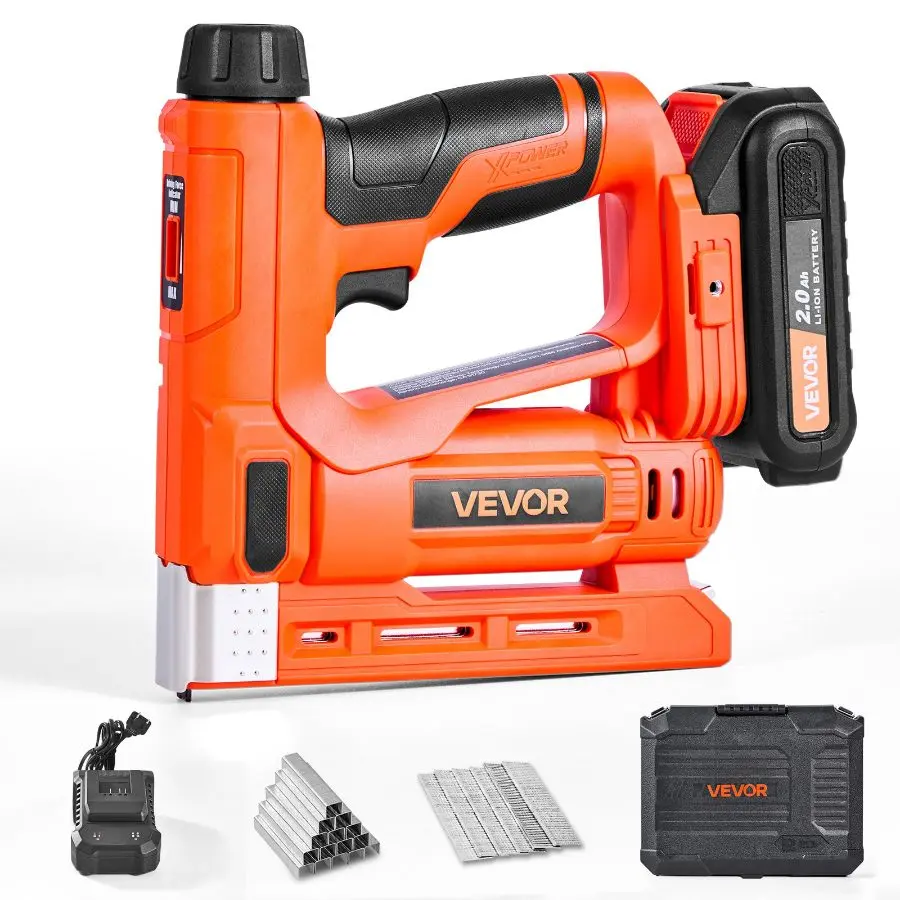 VEVOR Cordless Brad Nailer, 2 - in - 1 Nail Gun Staple Gun, 18 Gauge 5/ ...