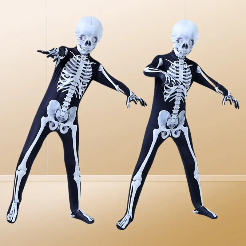Halloween Funny Skull Jumpsuit Cosplay Skeleton Scary Outfit Game Party Role Play Costume