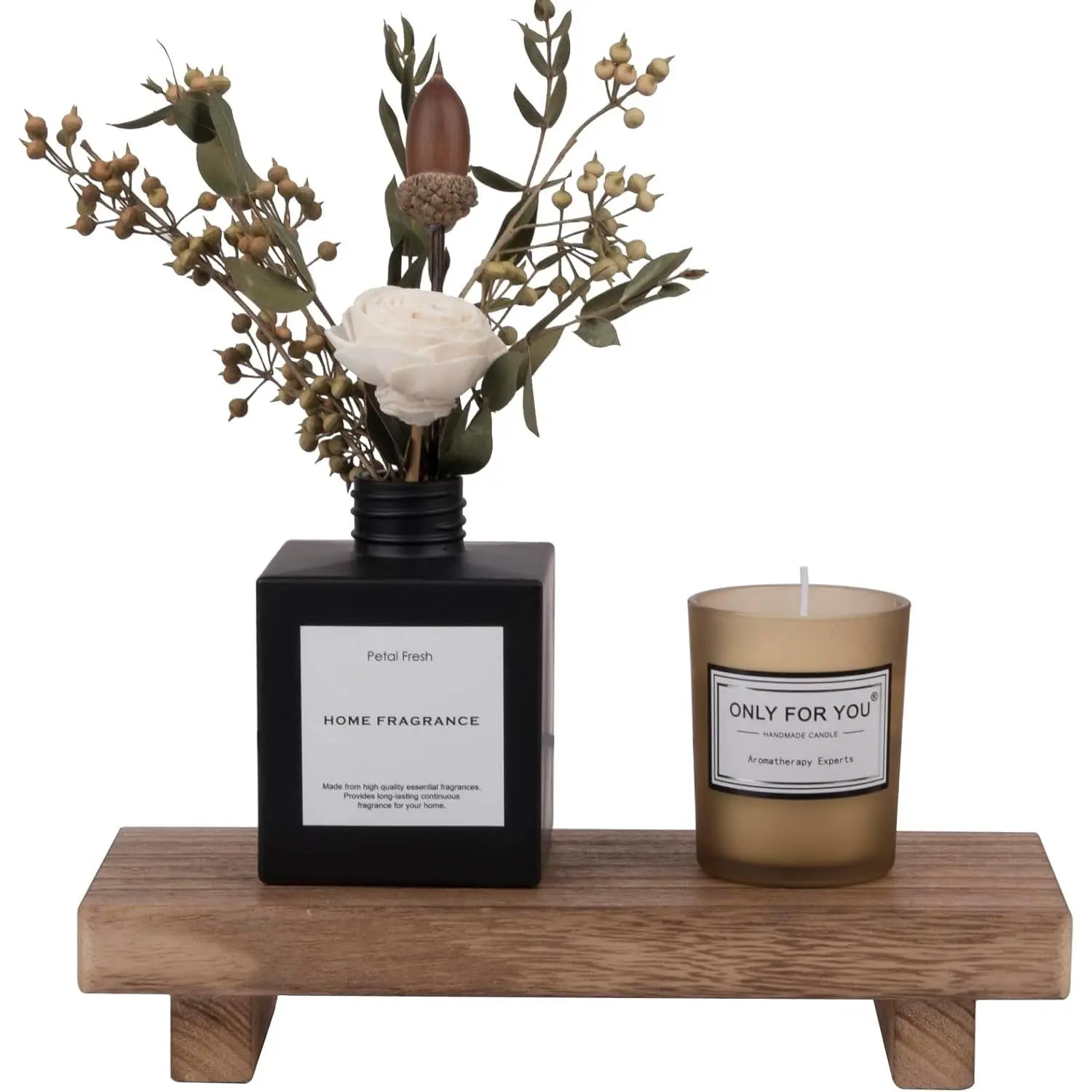 Decorative Dark Brown Rustic Wooden Rectangular Small Tray with Pedestal Stand - 9x5.9" Single 1-Piece Home Organizer for Farmhouse Bathroom Vanity Counter Sink, Kitchen Soap Holders