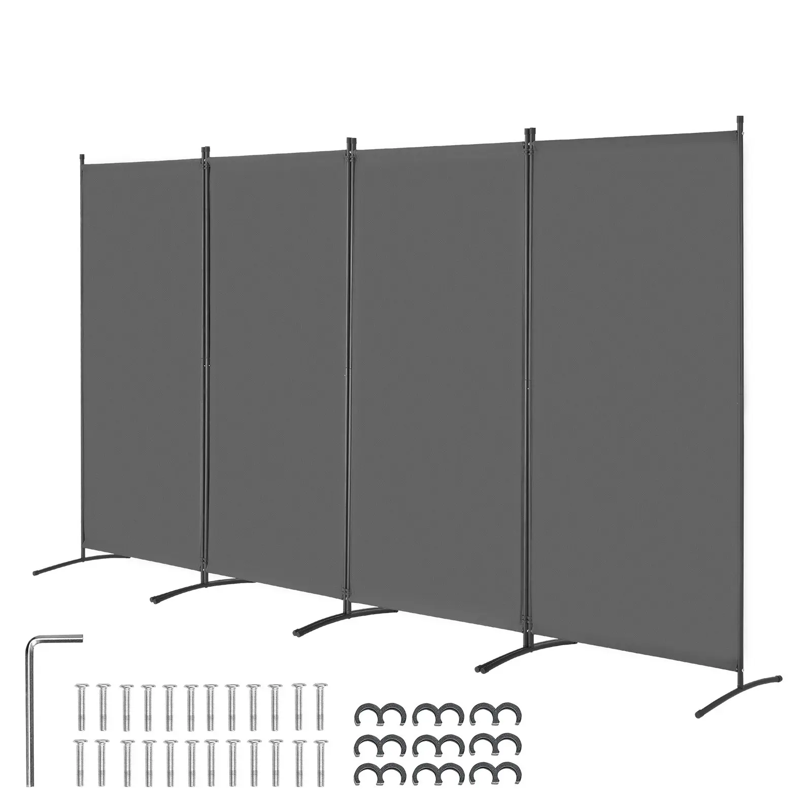 【DealsForYouDays】VEVOR Room Divider, 4 Panels Room Divider, Folding Privacy Screen and Portable Partition Divider for Room Separation, Freestanding Room Partitions for Office, Bedroom, Study, Grey