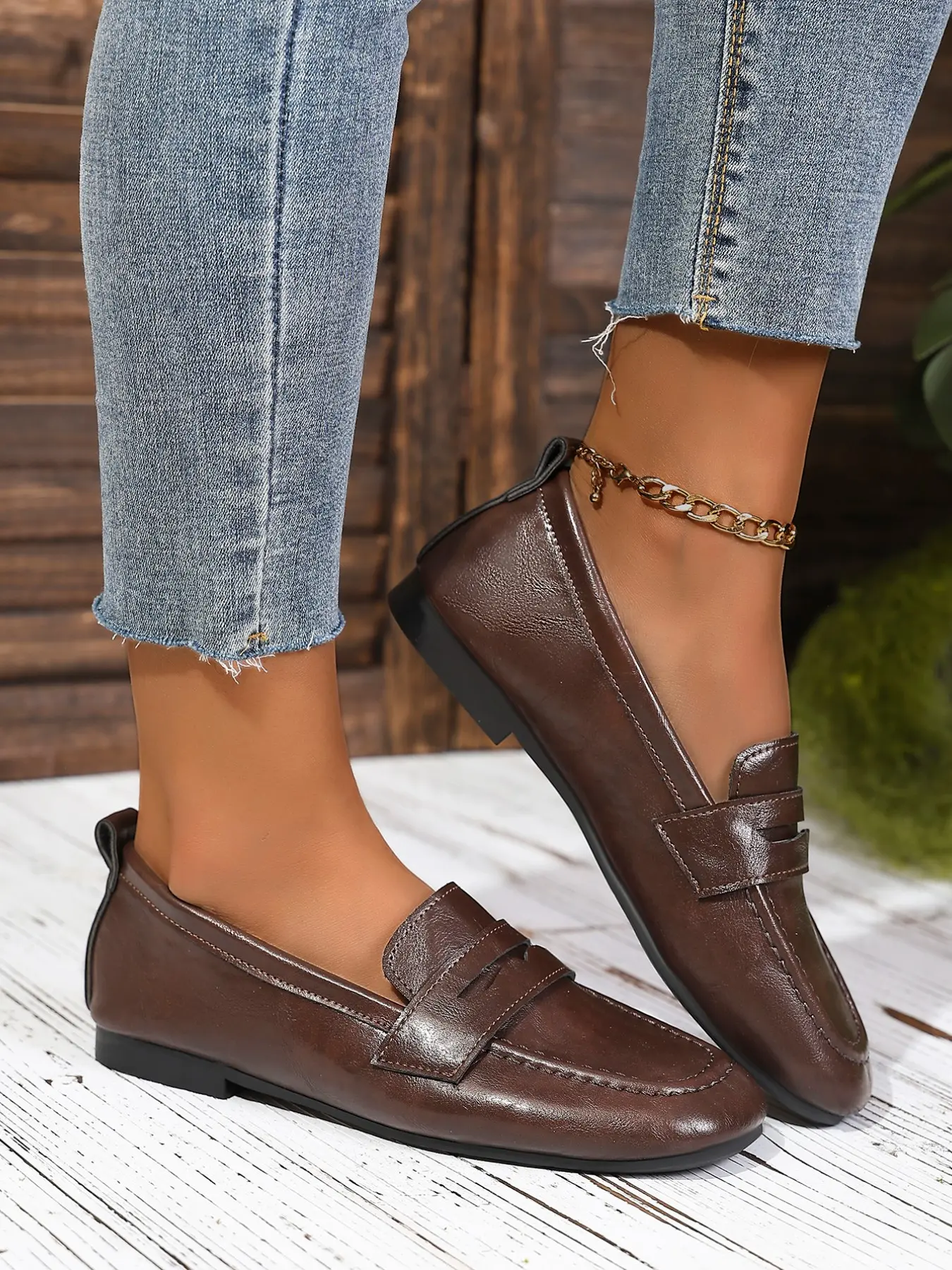 2026 New Arrival, Strap Groove Penny Slip On Loafers, Shiny Soft Synthetic Leather, Low Flat Stable Sole, Unisex Design, Business Casual Shoes For Office Formal Look, Daily Commute, British Style All-season Outfits For Men & Women
