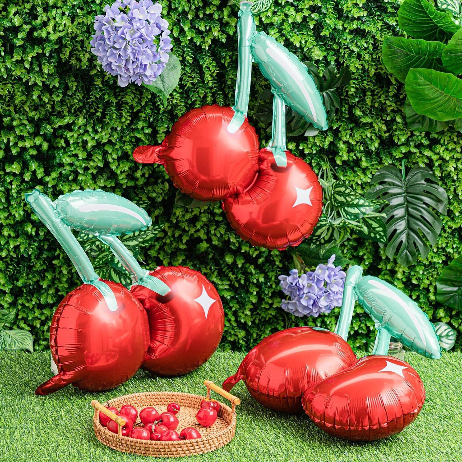 2/4/5/6pcs Cherry Aluminum Film Balloon Fruit Theme Sweet Girl lovely Cherry Birthday Party Valentine Scene Decoration Balloon