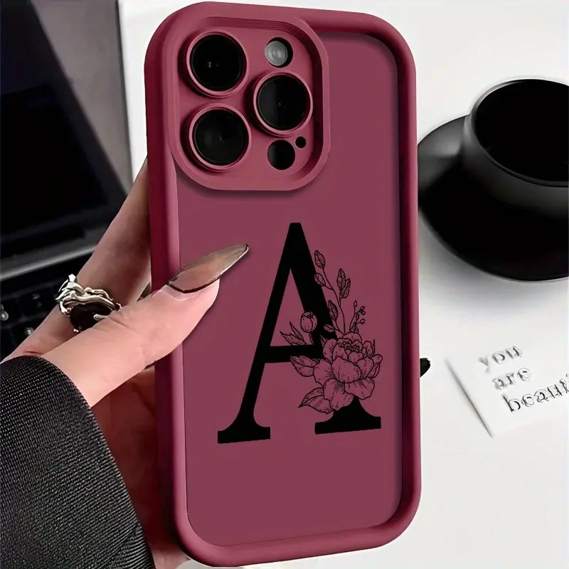 Phone Case - Artistic Floral Letter A Pattern Phone Case Suitable for iPhone 17 E Air 16 15 14 Pro Max Plus 13 12 Mini 11 X XS XR- Durable And Elegant