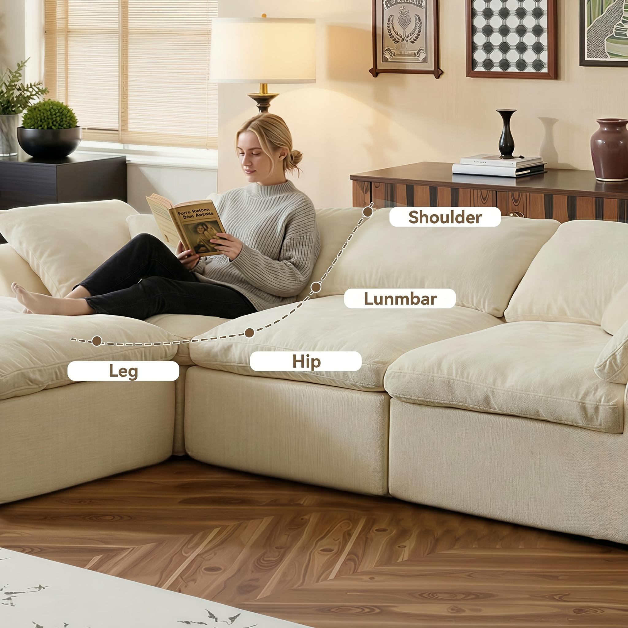 【1/2 Packages】108"Cloud Couches for Living Room, Boneless Couch L-Shape Comfy Sofa Modern Modular Sectional Sofa with Ottoman, Compressed Sofa, Cloud-Like Comfort, Flexible Modular, No Assembly Needed