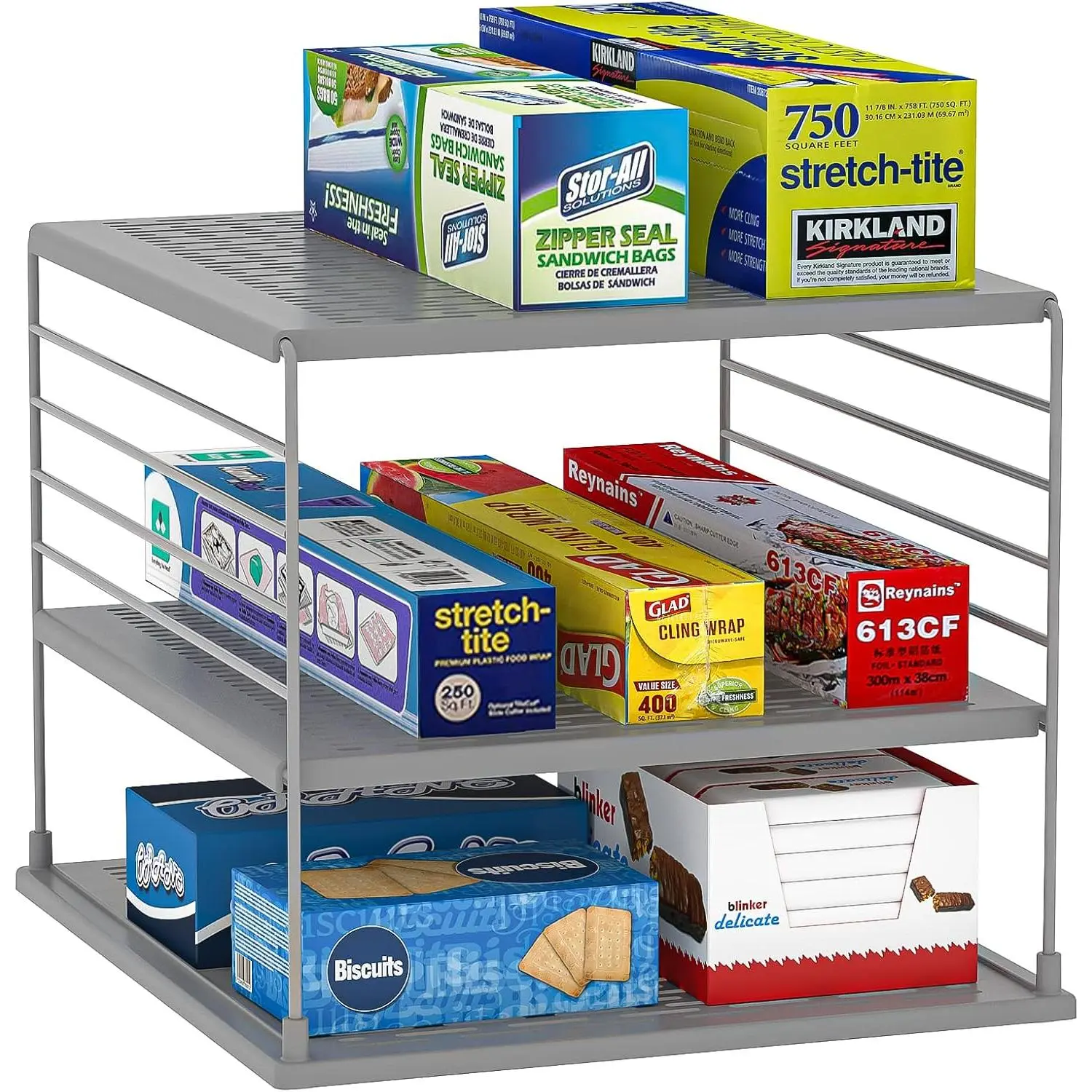 Upgraded Pantry Organizers and Storage - Divided Compartment Holder for Foil and Plastic Wrap - Kitchen Organization for  Foil, Wraps, Box