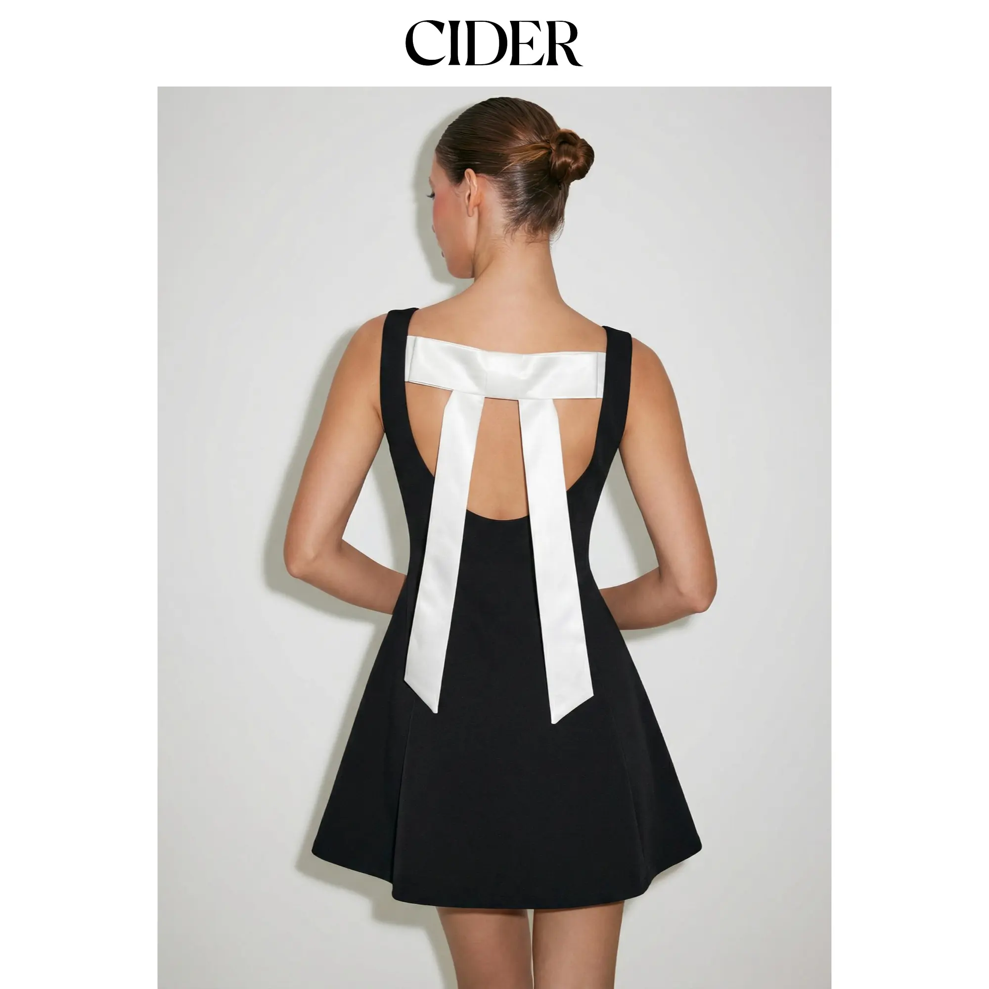 Cider High Rise Bowknot Backless A-line Mini Dress SummerFinds