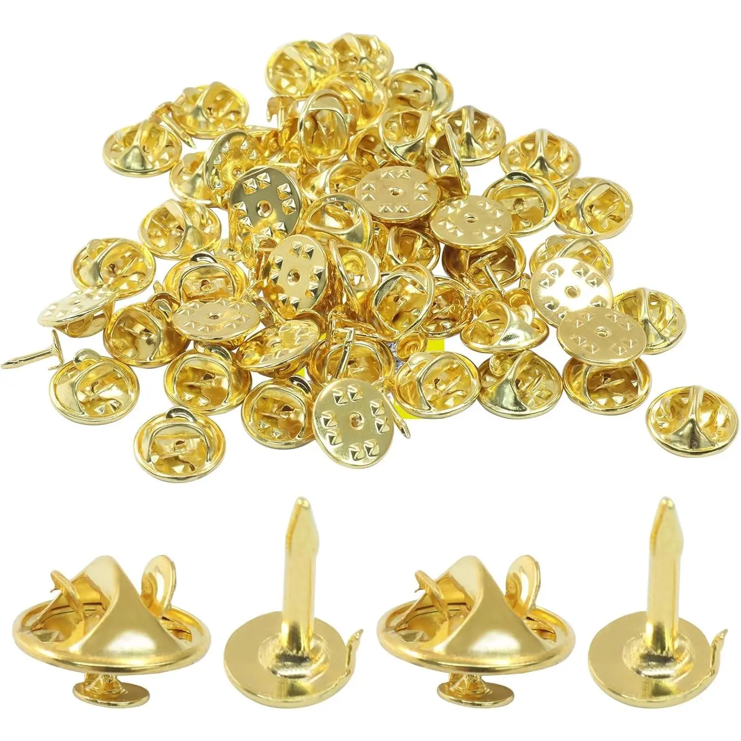 50 Pairs Gold Pin Backs Replacement Butterfly Tie Tacks Locking Brooch Backs Perfect Blank Pin Keepers for Craft Making and Jewelry Making