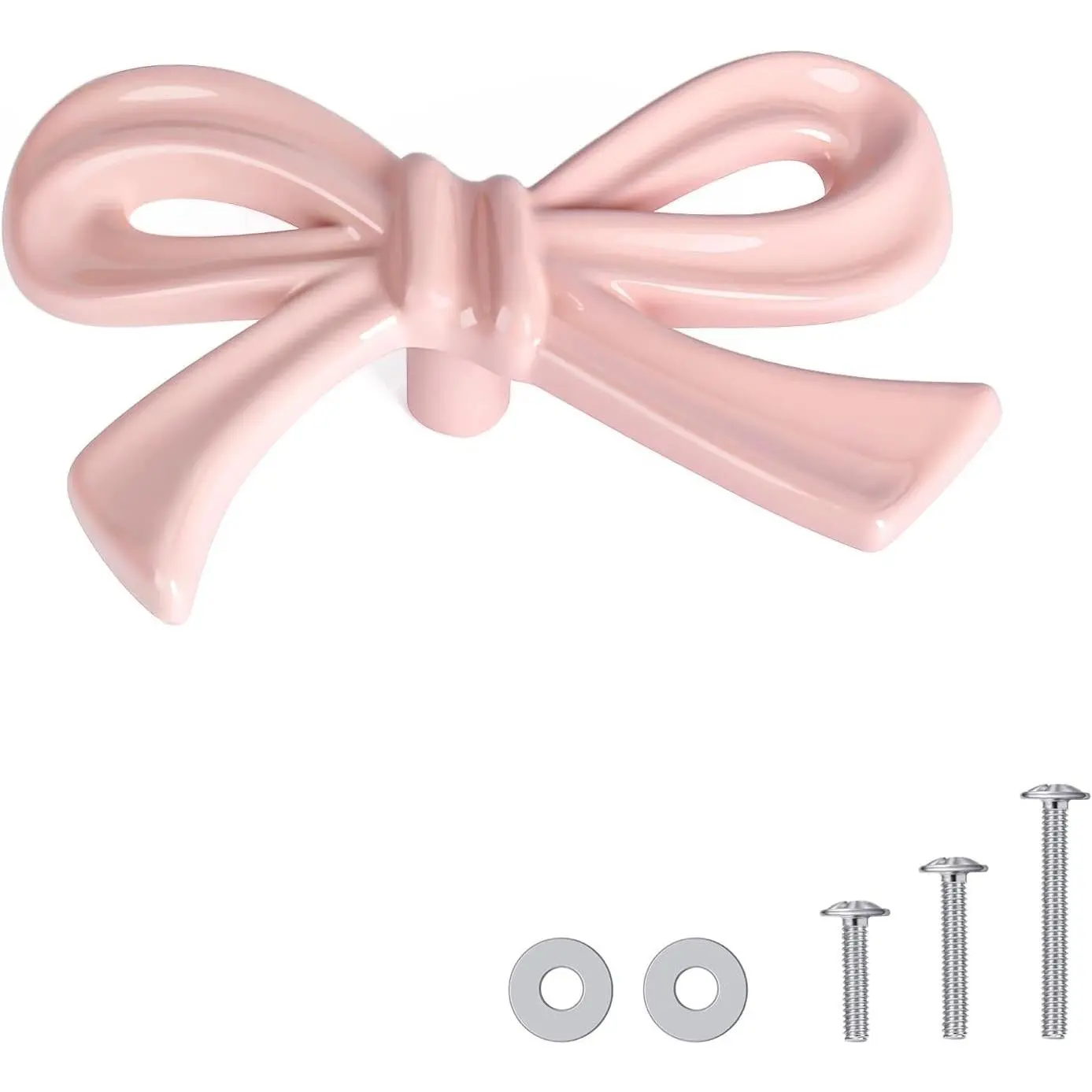 8 Pack Pink Bow Dresser Knobs, Large Decorative Cabinet Drawer Pull Handles for Girls Bedroom and Nursery Room DecorGift
