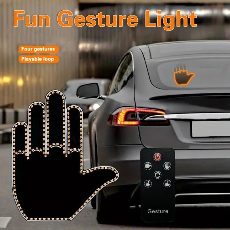 Finger Light with Remote, 1/2/3 Counts Car Hand Sign, Mirror LED Warning Light, Multifunctional Warning Light for Car Window, Car Accessories, Visibility During Night Driving, Led Lights